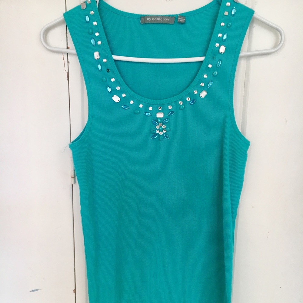 Jeweled turquoise tank top